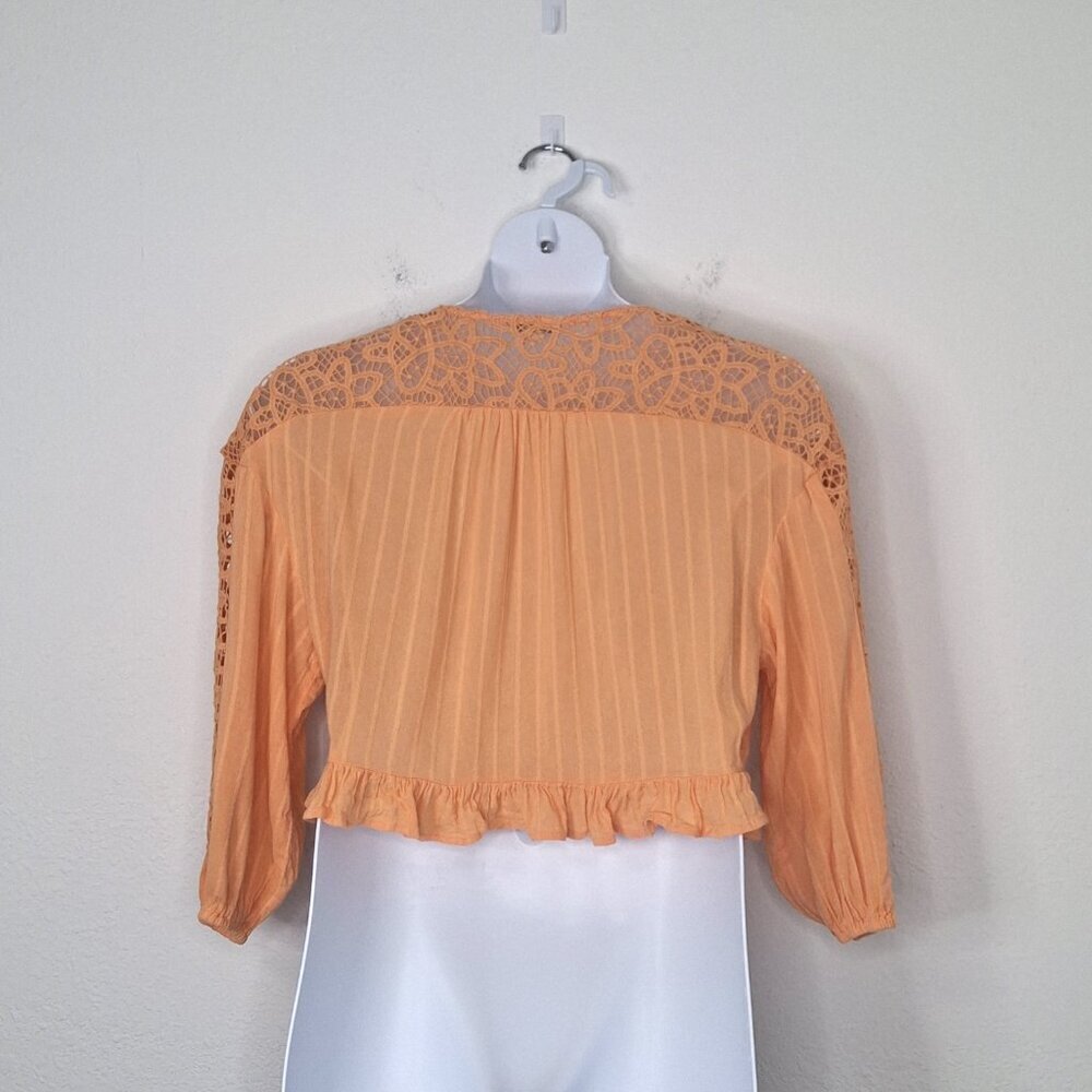 American Eagle Crochet Bolero Top Sz L Relaxed Cover Up Boho Cottagecore - Picture 9 of 16